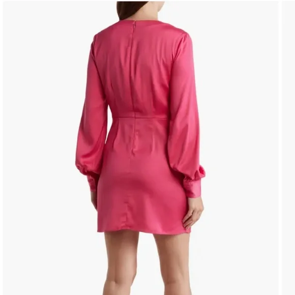 New💕Steve Madden Hot Pink Colorblock Long Sleeve Dress - Picture 3 of 3